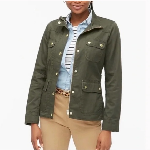 J. Crew Relaxed Boyfriend Field Green Jacket Utility Jacket Military  Size XXS - Picture 1 of 9